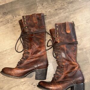 Freebird “Grany” Brown Lace Up Boots with Distressed Leather